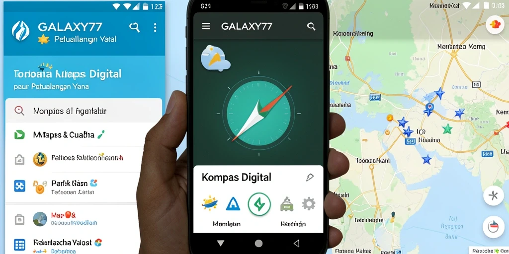 Tampilan antarmuka aplikasi Kompas Digital GALAXY77 yang intuitif.