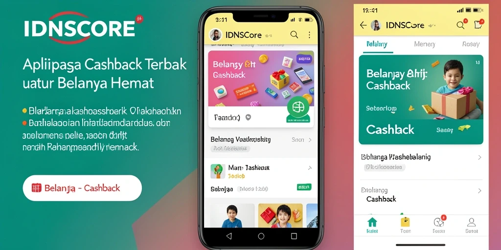 Antarmuka aplikasi IDNSCORE menampilkan kategori cashback yang mudah diakses.