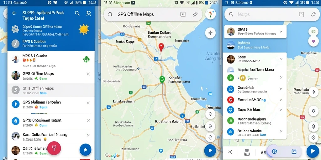 Antarmuka aplikasi SL999 menampilkan peta offline dengan navigasi mudah.